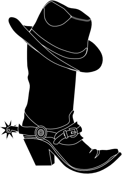 Boots Clipart Cowboy Boot - Cowboy Boot With Hat (414x593)