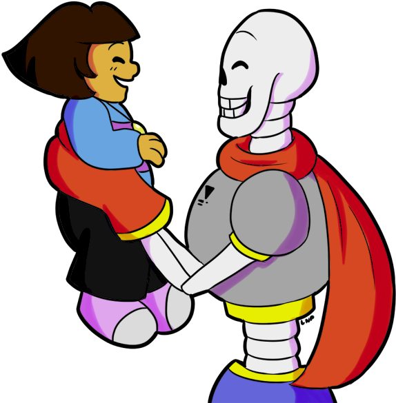 Can't Sleep And I Really Liked Papyrus Holding Frisk - Cartoon (650x650)
