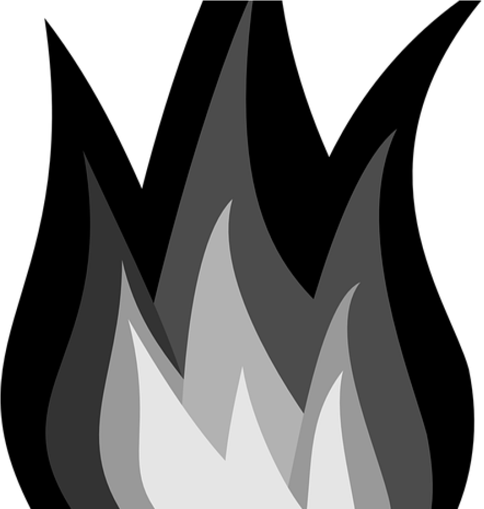 Flame Clipart Black And White Fire Flames Burn Free - Flame Clipart Black And White (1024x1024)
