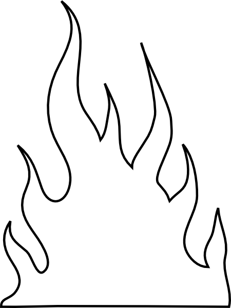 Flames Outlines Clip Art - White Flames Clipart (450x600)