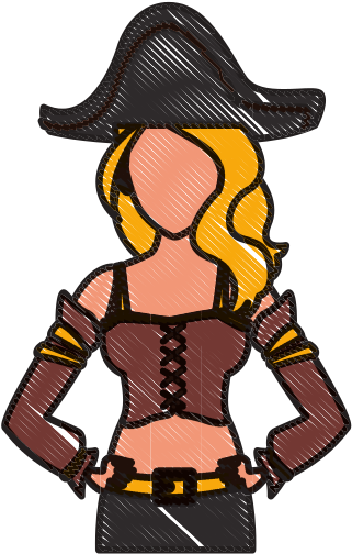 Beautiful Woman Pirate Cartoon Vector Icon Illustration - Drawing (550x550)