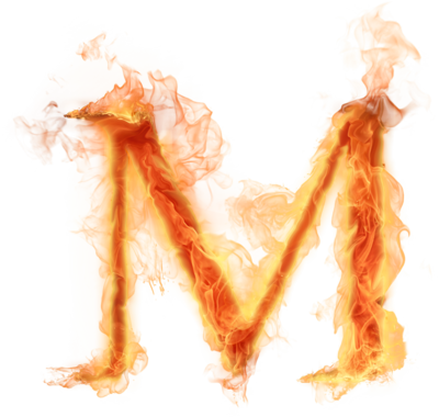 A To Z Alphabets Png Transparent Images - M Alphabet In Fire (400x380)