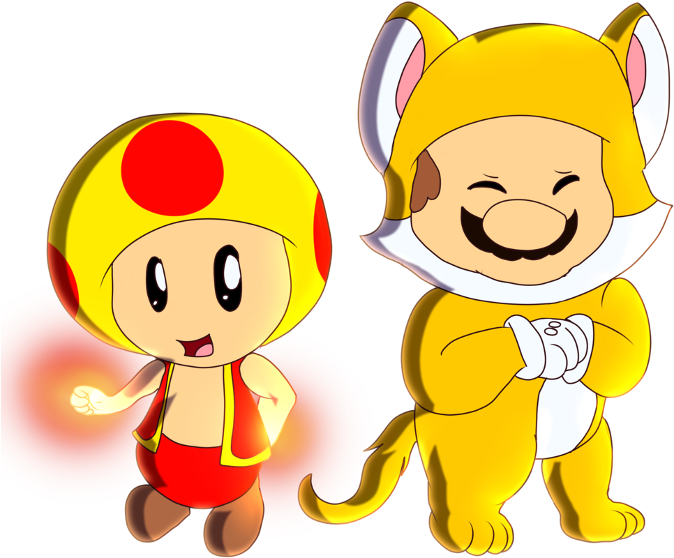 Collab Cat Mario And Fire Yellow Toad By Hg The Hamster - Fire Toad Mario (1024x931)