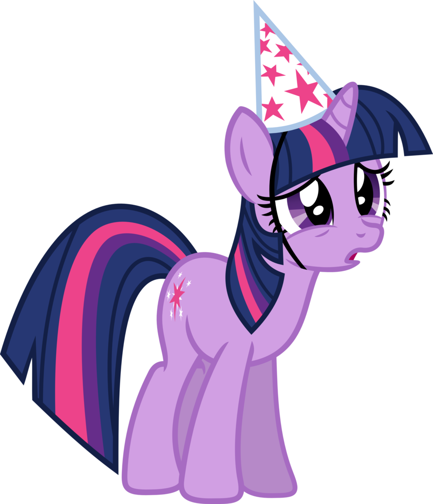 Porygon2z, Hat, Party Hat, Sad, Safe, Simple Background, - My Little Pony Twilight Birthday (881x1024)