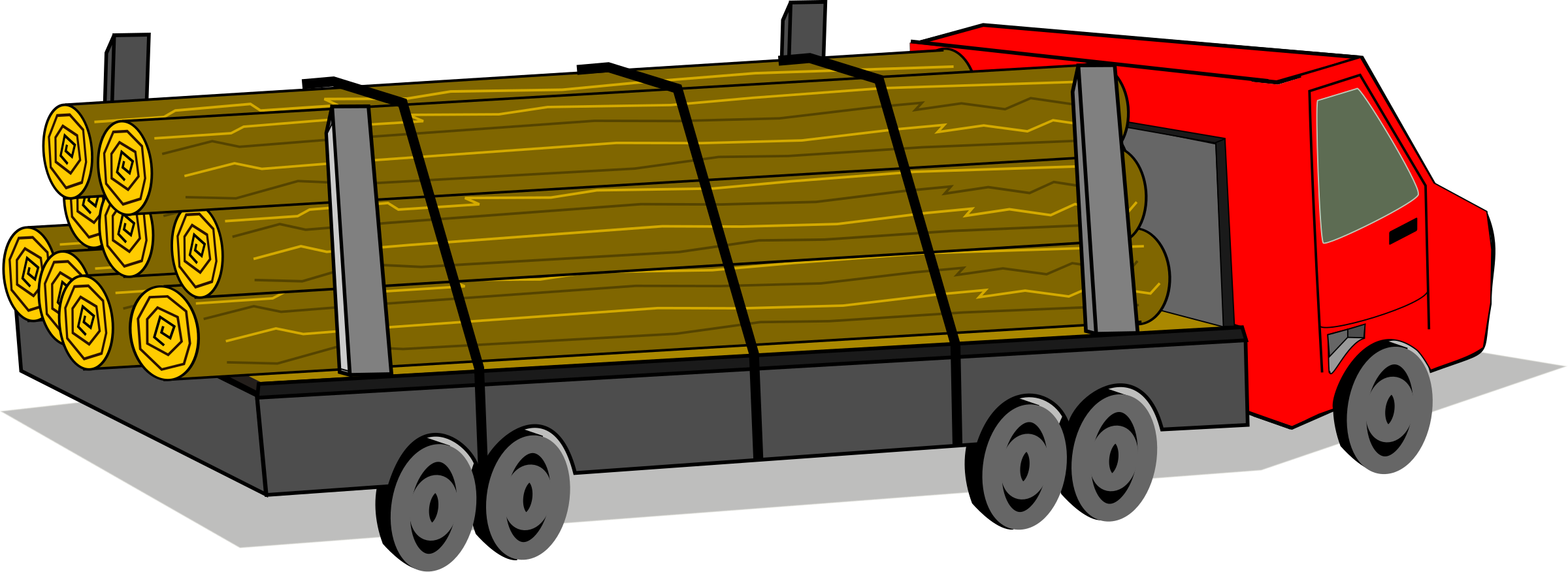 Photos Of Log Truck Clip Art Medium Size - Truck With Wood Clipart (2400x876)