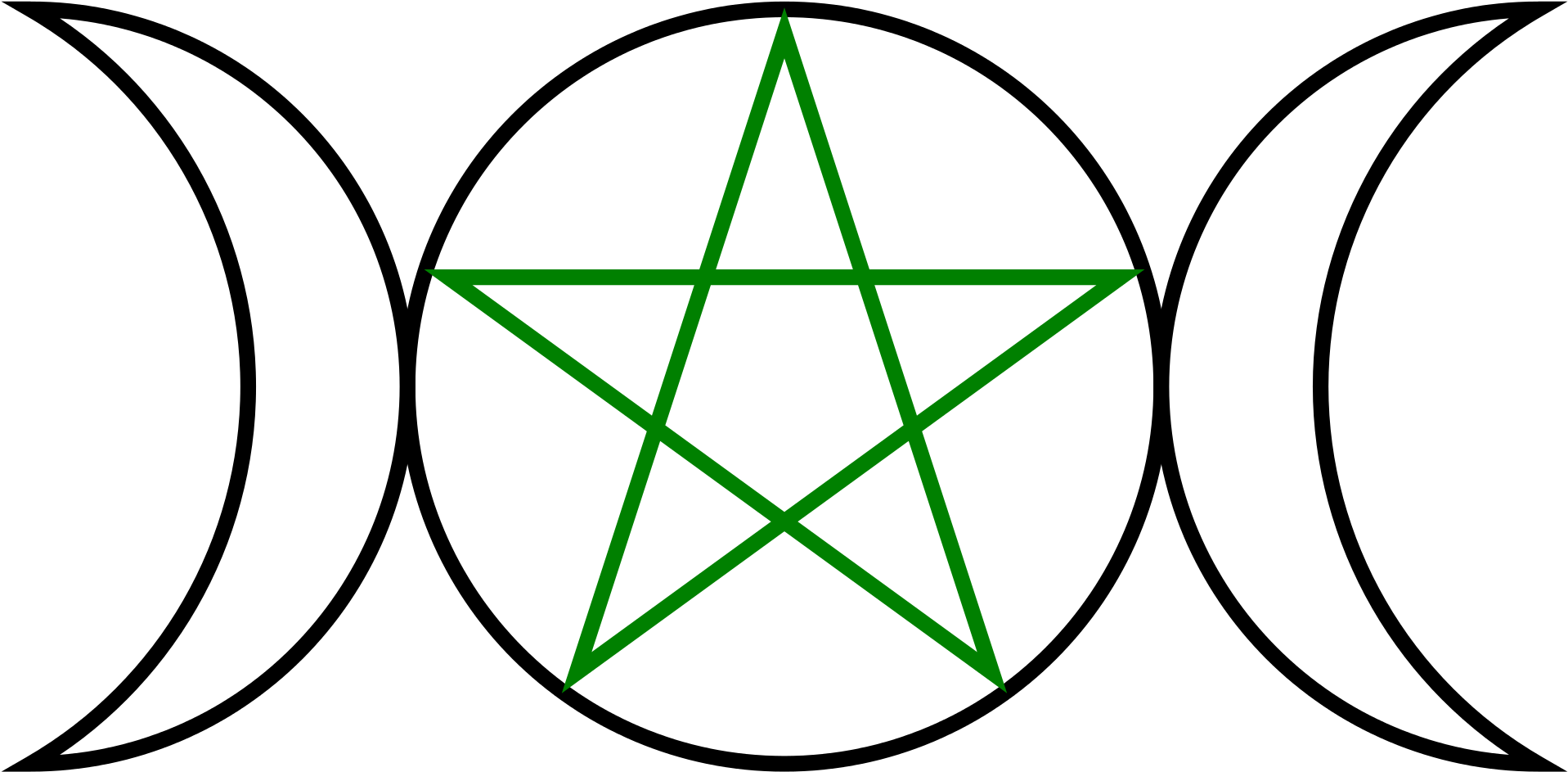 2000px Triple Goddess Pentagram - Circe Greek Mythology Symbol (2000x1030)