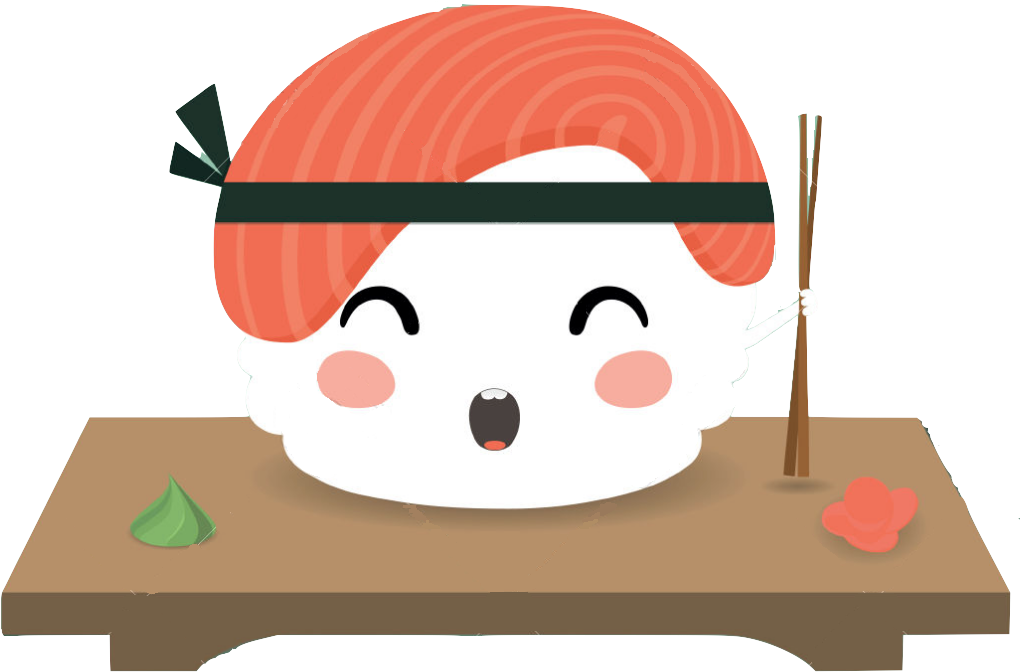 Welcome Sushi - Cute Cartoon Japanese Food (1068x742)
