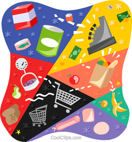 Grocery Shopping Royalty Free Vector Clip Art Illustration - Collage (449x480)