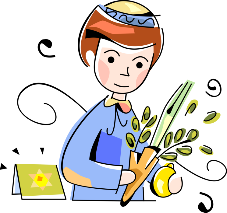 Vector Illustration Of Jewish Child With Yom Kippur - Sukkot Kids (745x700)