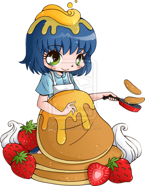Explore Chibi Food, Pancake Breakfast, And More - Chibi Pancake Girl (600x772)