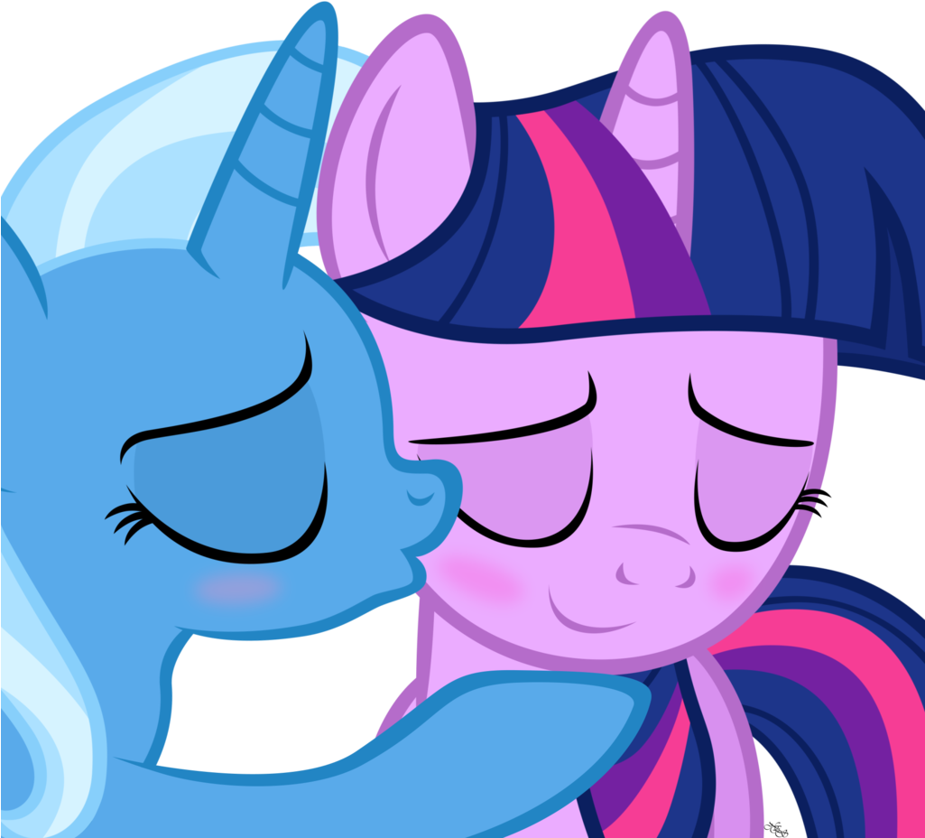 Navitaserussirus, Blushing, Cute, Eyes Closed, Kissing, - Twilight Sparkle Crying (1024x1024)