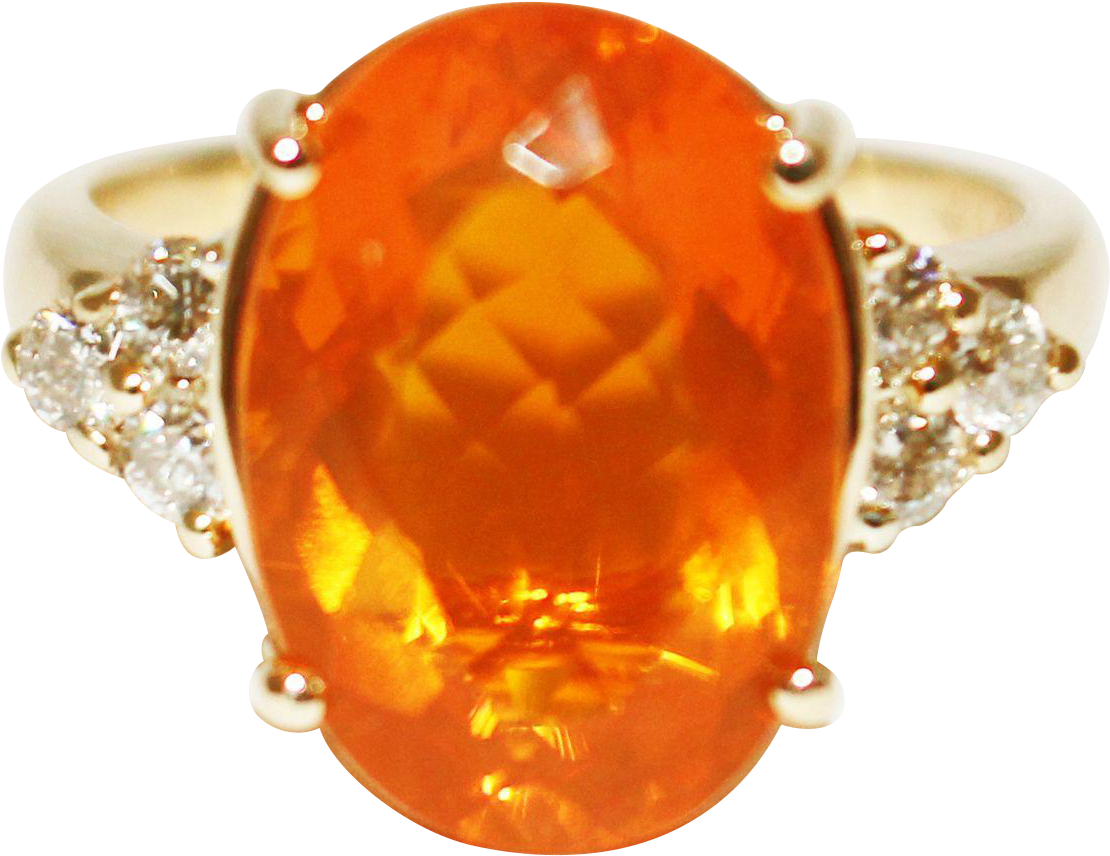 6 Ct Natural Mexican Fire Opal And Diamond Ring In - 6 Ct Natural Mexican Fire Opal And Diamond Ring In (1109x1109)