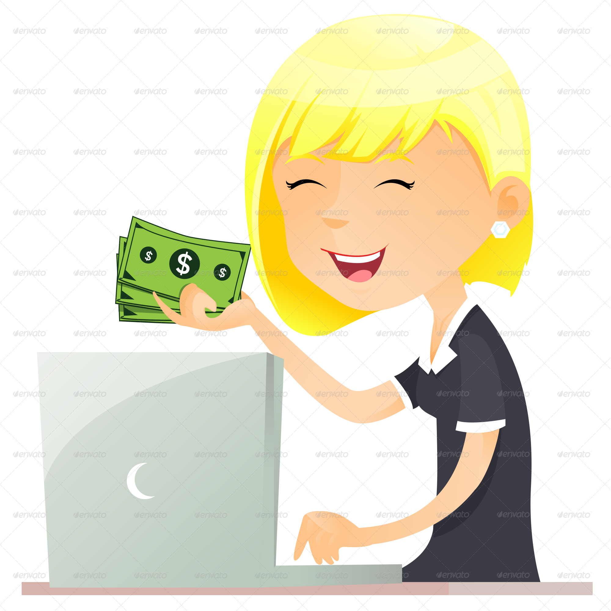 Woman And Computer Png Jpg File/blonde Left Png - Cartoon (2000x2000)