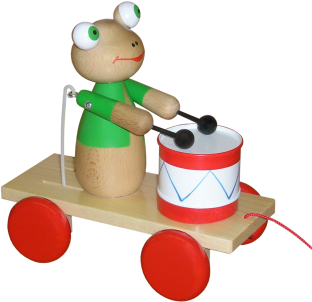 Wooden Pull Along Frog With Drum - Aba Pull-along Mouse Musician Cart With Drum (coloured) (1024x766)