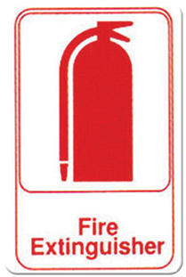 Winco Sgn-682w, 6''x9'' Sign, White, Fire - Sign 6'' X 9'' ''fire Extinguisher'' Red G (376x338)