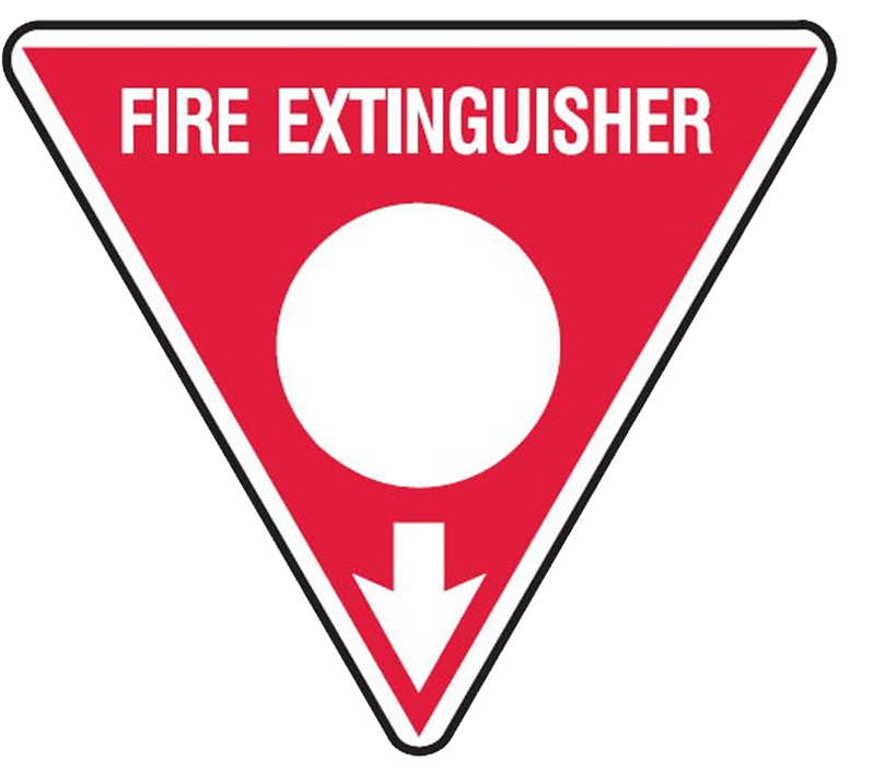 Brady Fire Marker / Disc Signs - Fire Extinguisher Triangle Sign (800x800)