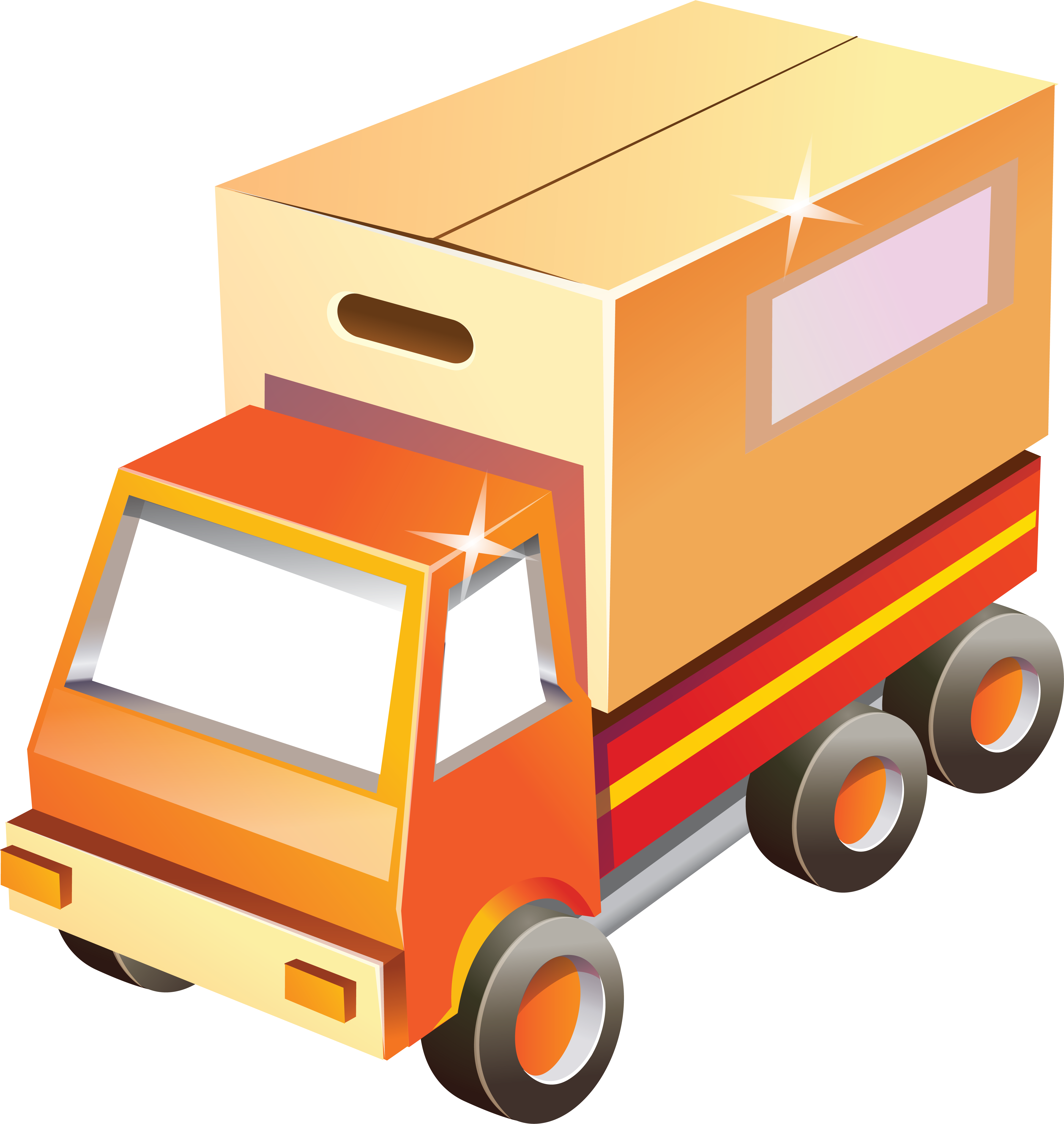 Toy Box Car With Shine Png Clipart - Truck Box Delivery Cartoon (4856x5078)