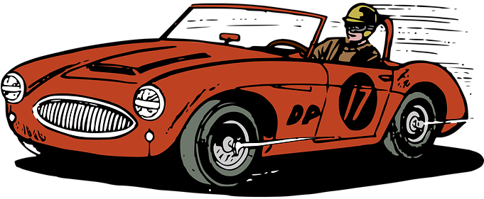 Automobile Car Race Racing Retro Speed Car - Clip Art Race Car - (680x340)  Png Clipart Download