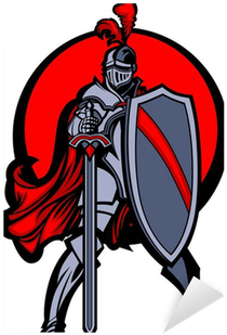 Knight Mascot With Sword And Shield Sticker • Pixers® - Vector Graphics (400x400)