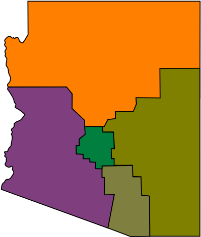 Arizona Regions Map - State Of Arizona Regions (420x490)
