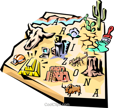 Arizona Vignette Map Royalty Free Vector Clip Art Illustration - Texas Map Ornament (round) (480x456)