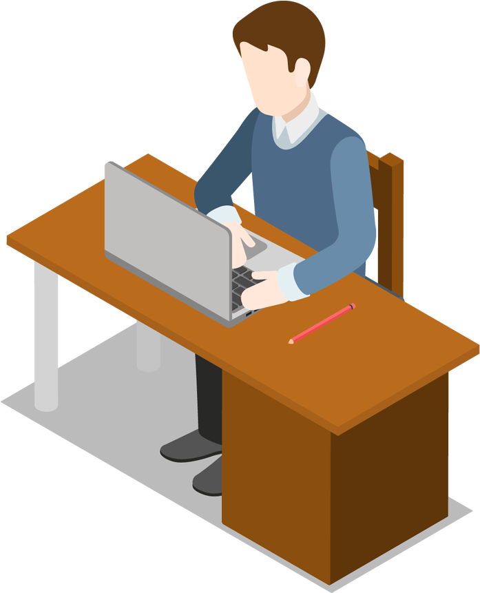 Laptop Clipart Desk Clipart - Man With Laptop Clipart Png (700x870)