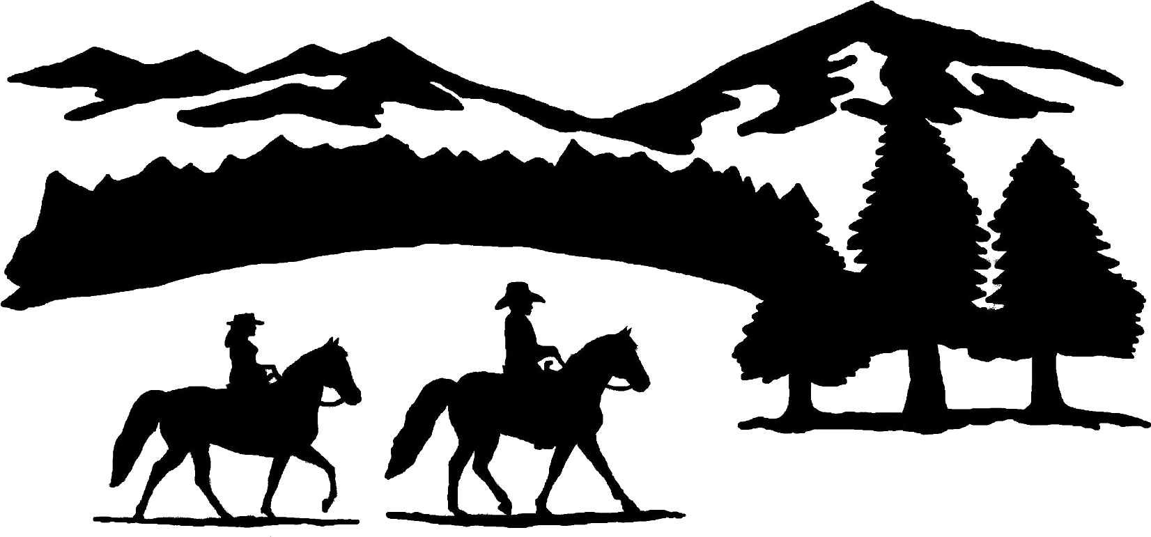 Ranch Clipart Horse - Horse Ranch Silhouette (1717x792)