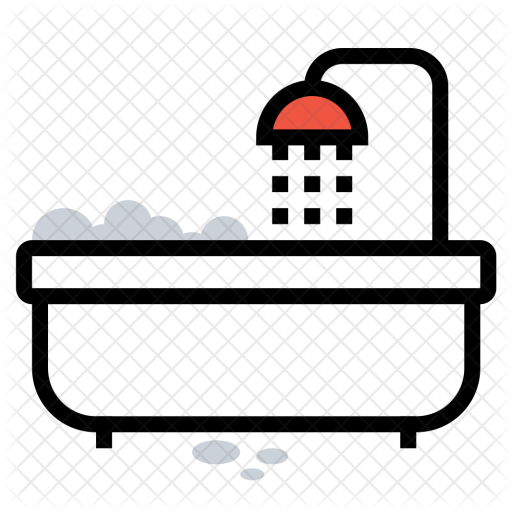 Shower, Bath, Bathing, Tub, Bathroom, Hotel, Room Icon - Shower Or Tub Drawing (512x512)