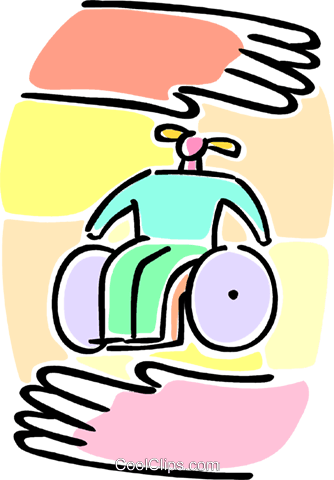 Girl In A Wheelchair Royalty Free Vector Clip Art Illustration - Girl In A Wheelchair Royalty Free Vector Clip Art Illustration (334x480)