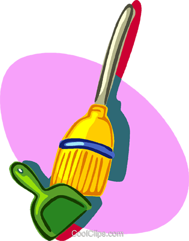 Broom And Dust Pan Royalty Free Vector Clip Art Illustration - Broom And Dustpan Clipart Png (378x480)