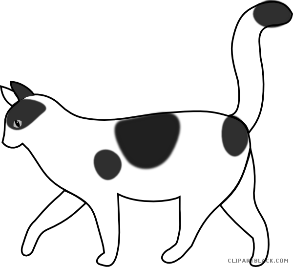 Cat Walking Animal Free Black White Clipart Images - Cat Clip Art Black (600x546)