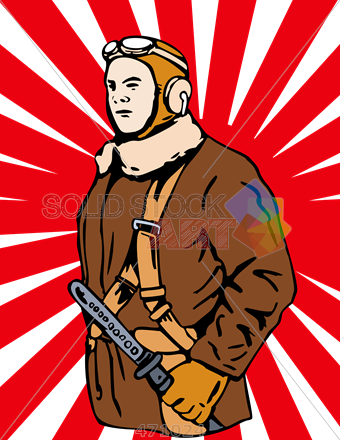 Stock Illustration Of Cartoon Drawing Of Kamikaze Pilot - Kamikaze Pilot (340x440)