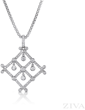 Art Deco Geometrical Diamond Necklace - Locket (400x360)