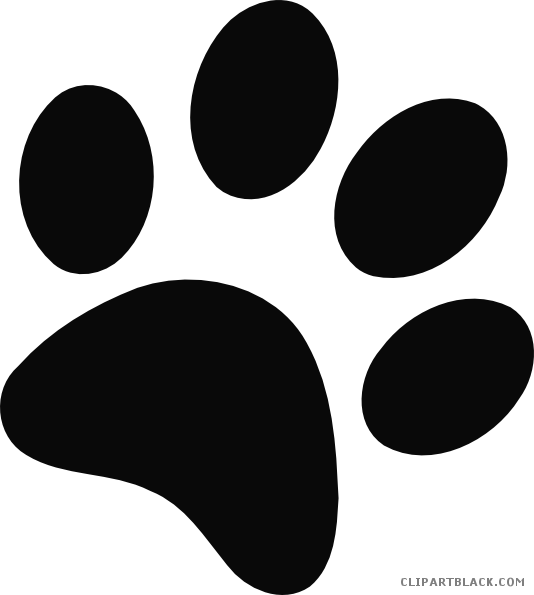 Bobcat Paw Print Animal Free Black White Clipart Images - Bobcat Paw Print (534x595)