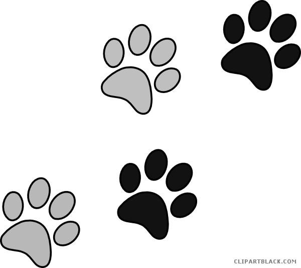 Paw Print Animal Free Black White Clipart Images Clipartblack - Dog Paws Transparent (600x533)
