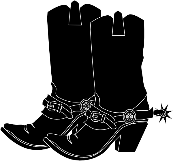 Cowboy Boots Clipart Black And White - Cowboy Boots Free Clipart (600x556)