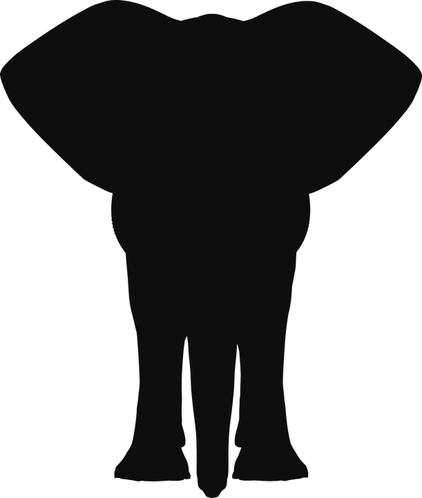 Elephant Silhouette Trunk Up (611x720)