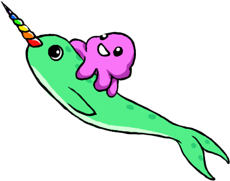 Narwhal Clipart Green - Narwhal Gif Transparent (712x536)