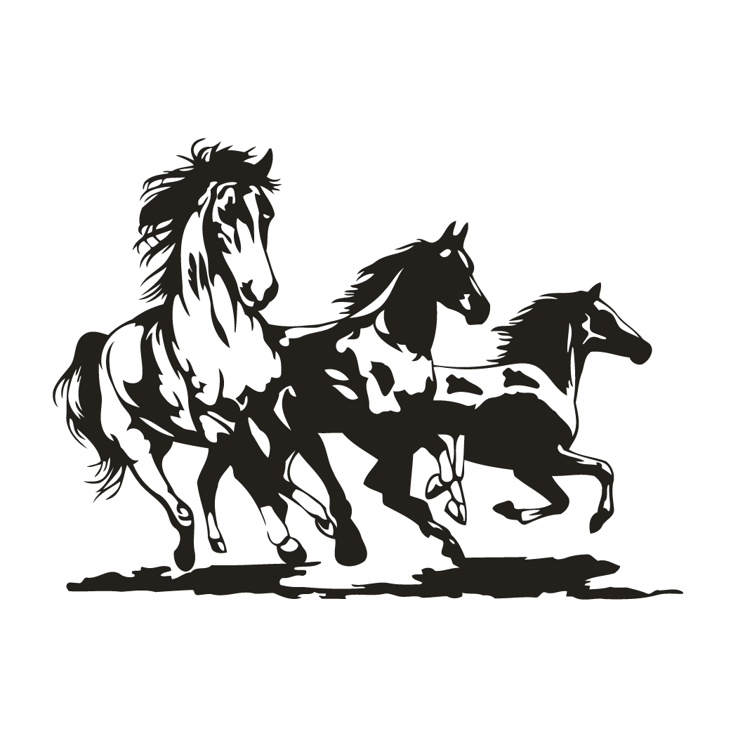Three Running Horses Decal Photomal - Papel De Parede Para Celular Patas De Cavalo (1051x1051)