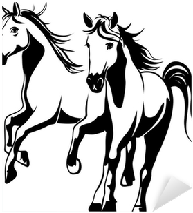 Black And White Vector Illustration Sticker • Pixers® - Horses Black And White Vector (400x400)