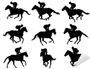 Racing Horses And Jockeys Silhouettes - Jockey (400x400)