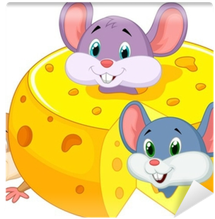 Cartoon Mouse Hiding Inside Cheddar Cheese Wall Mural - Cheddar Cheese (400x400)
