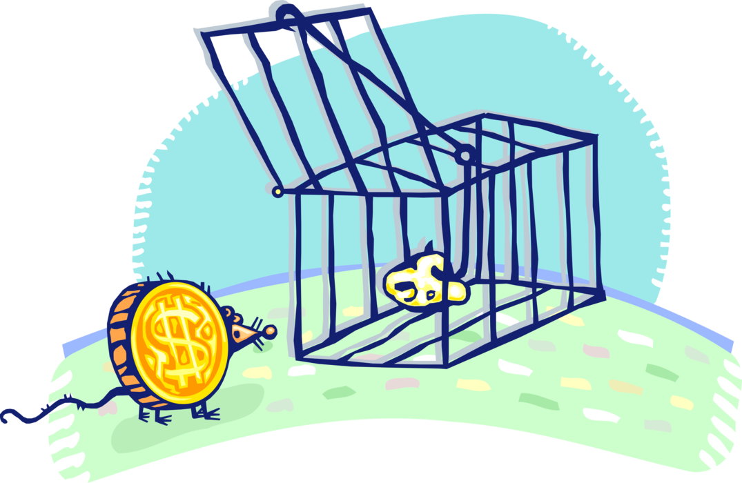 Vector Illustration Of Financial Money Trap Cage With - Vector Illustration Of Financial Money Trap Cage With (1075x700)