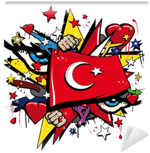 Turkey Flag Graffiti Ottoman Empire Pop Art Illustration - Pop Art Of Canada (400x400)