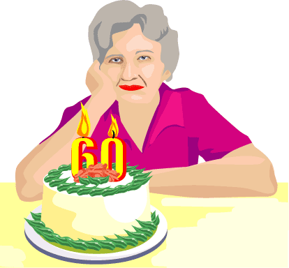 Woman Birthday Clipart - Gif Of 60 Birthday (414x384)