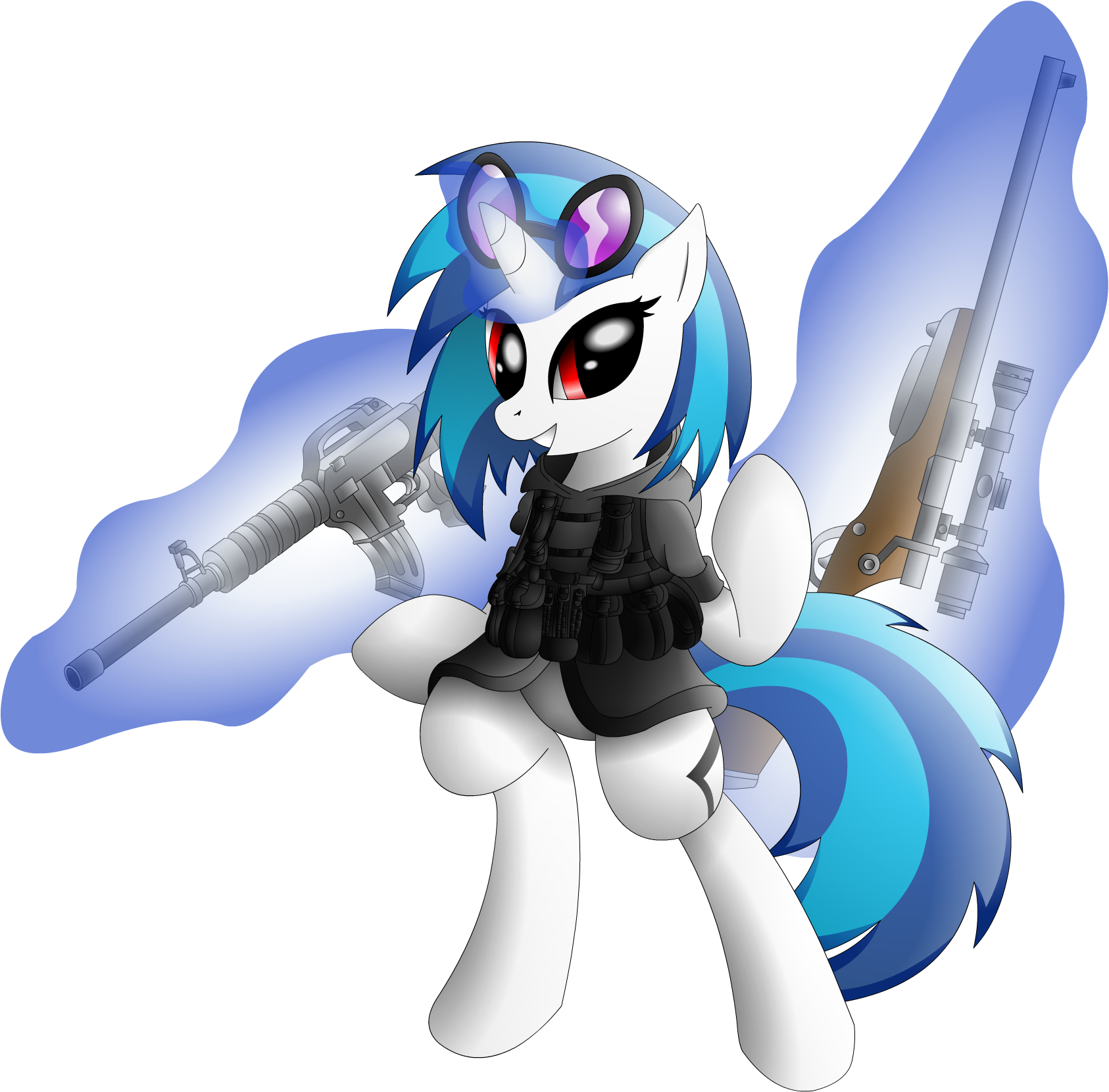 Pony Derpy Hooves Rarity Mammal Vertebrate Horse Like - Vinyl Scratch With Guns (1686x1660)
