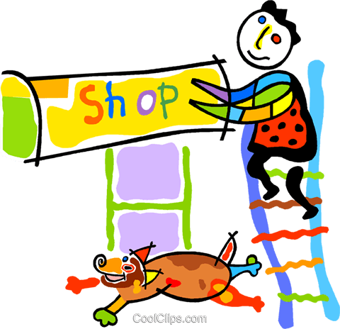 Shop Owner Royalty Free Vector Clip Art Illustration - Cartoon (480x464)