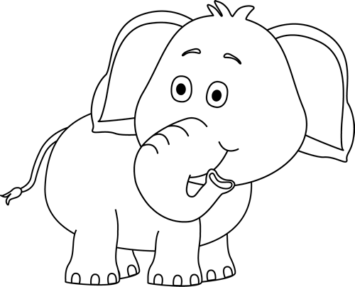 Black And White Elephant Looking Behind - Elephant Clipart Black And White Png (500x404)