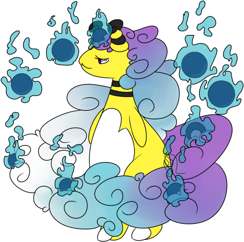 Mega Ampharos And Gastly Fusion By Lerfeon - Cartoon (856x934)