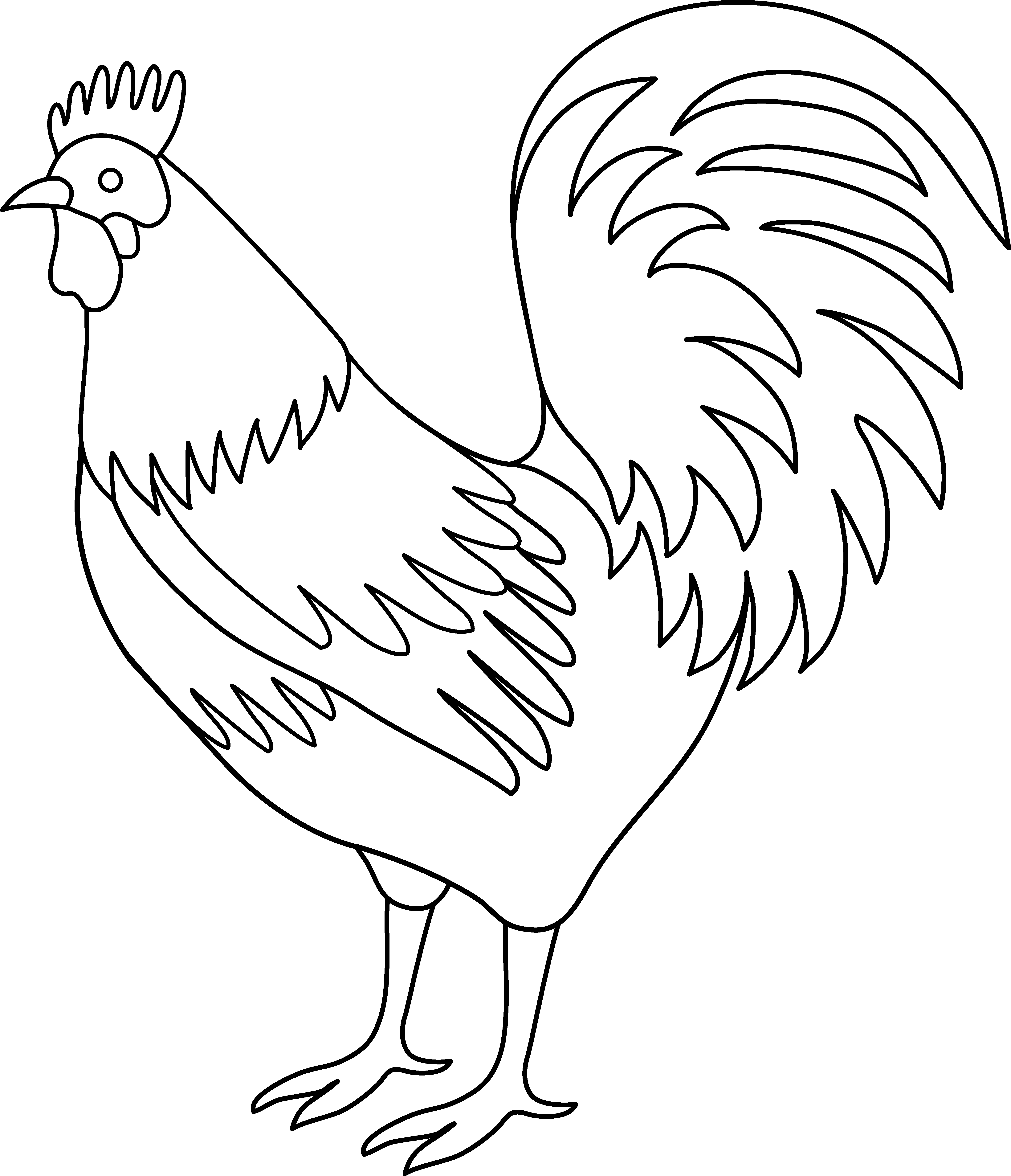 Beautiful Rooster Clip Art Medium Size - Fire Rooster Clip Art Black And White (5303x6167)